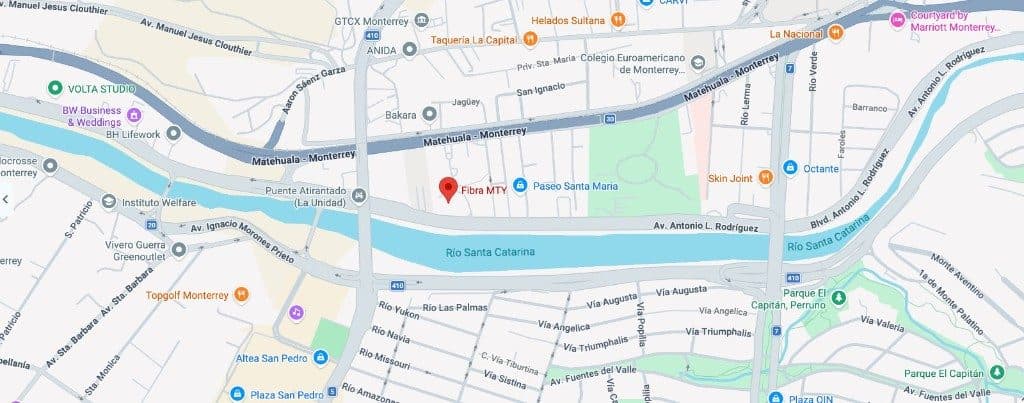 Mapa con la ubicación de la oficina corporativa en Monterrey, N.L.